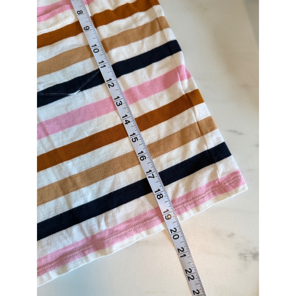 Madewell Womens XS Striped Pocket Tee Pink Brown Navy Crew Neck Short Sleeve Top - Picture 7 of 9